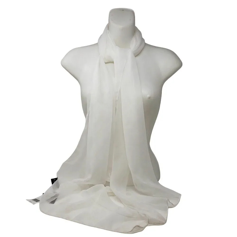 Cejon Scarf Womens One Size White Chiffon Rectangle Sheer Lightweight Wrap